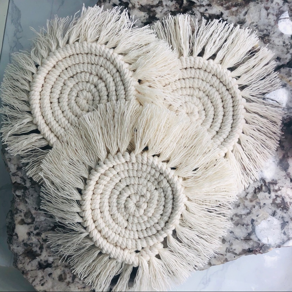 Handmade Fringe Macrame Coasters